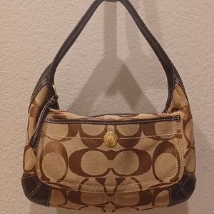 Coach Ergo Jacquard Canvas Leather Trim Signature Hobo Shoulder Handbag 10764.